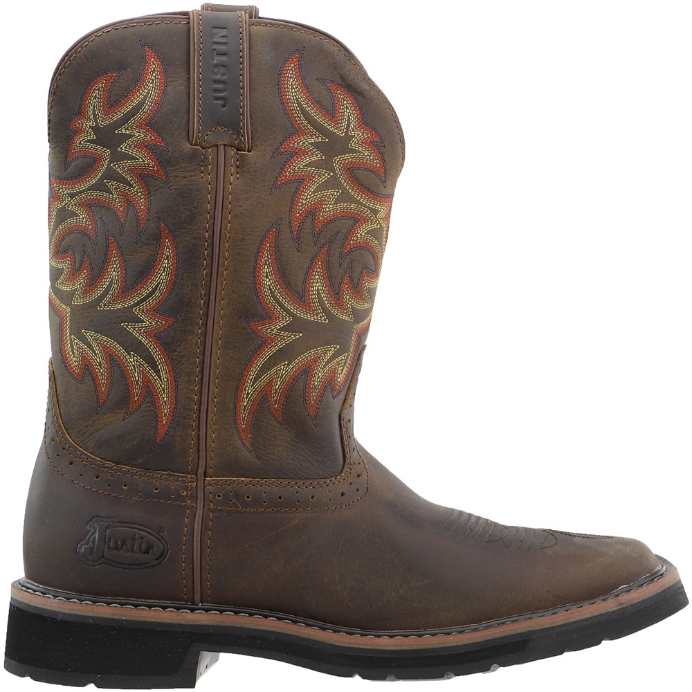 Justin Original Driller 11 Inch Soft Toe Electrical Work Boots Mens Brown