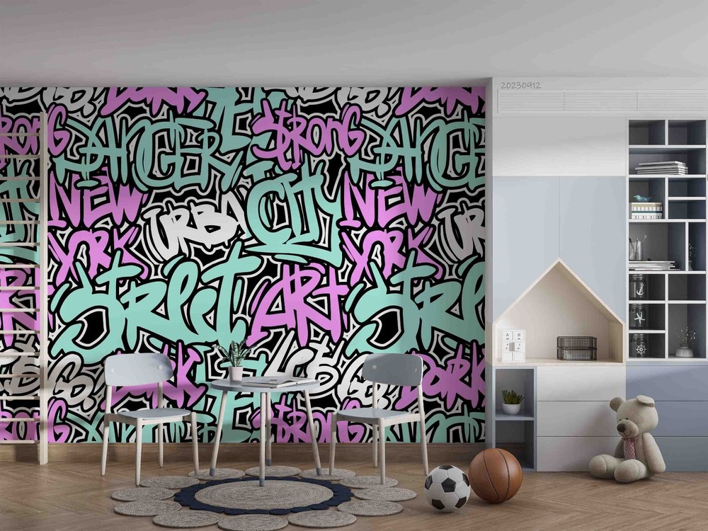 3D Abstract Colorful Artistic Graffiti Wall Murals Wallpaper Murals Wall Sticker
