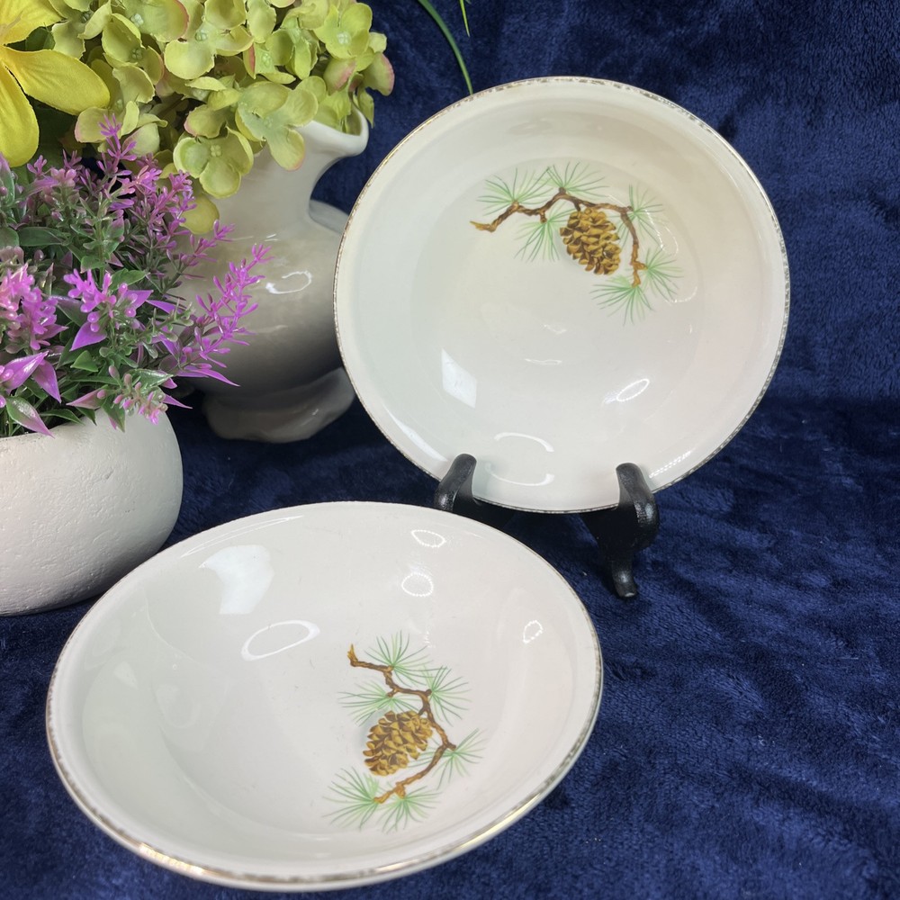 Homer Laughlin Nautilus Eggshell Pine Cone 5.5” Dessert Bowl HLC204 1930-50