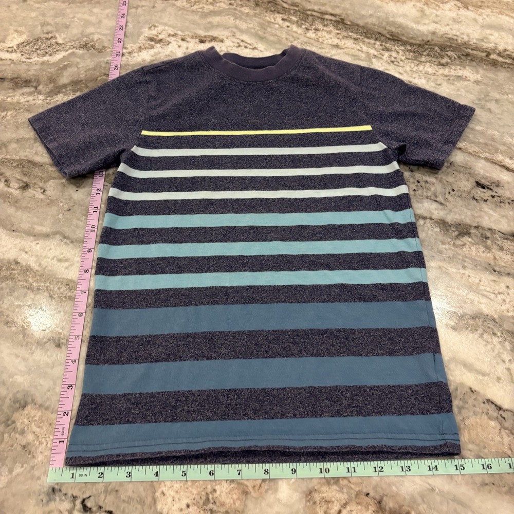 Cat & Jack Dark Blue with Stripes Short Sleeve T-Shirt Youth Medium Size 8/10