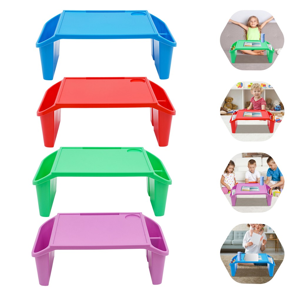 4 Kids Lap Desks Plastic Portable Bed Breakfast Laptop Trays