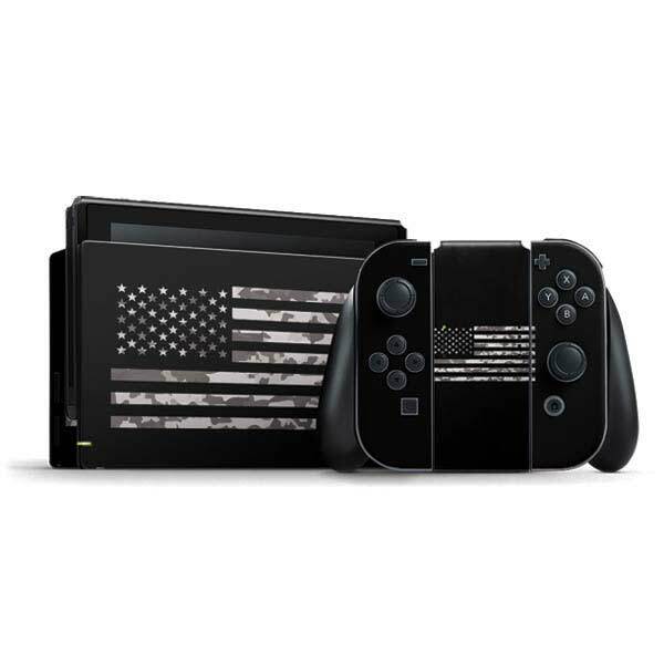 Patriotic Nintendo Switch Bundle Skin - Black and White Camo American Flag