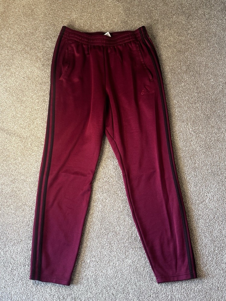 Adidas Track Pants Burgundy Red 3 Stripes Snap Buttons Men’s M