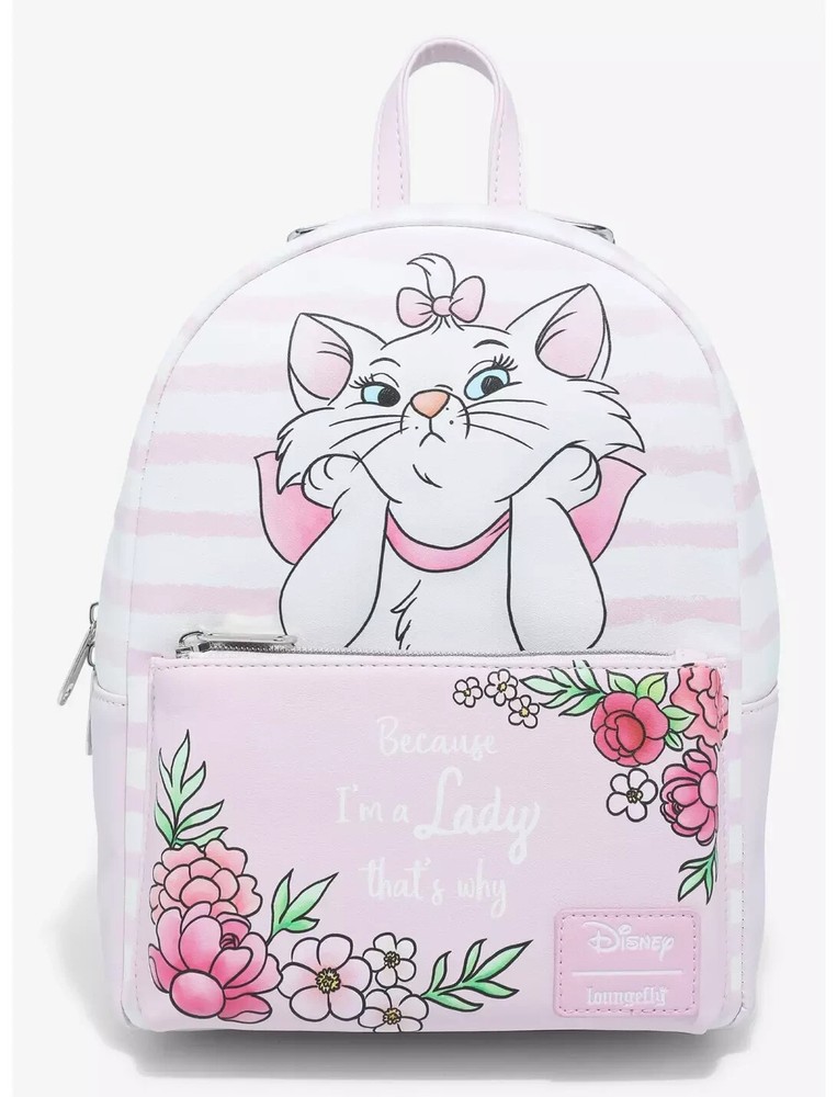 Disney Loungefly Aristocats Marie Striped Mini Backpack Purse