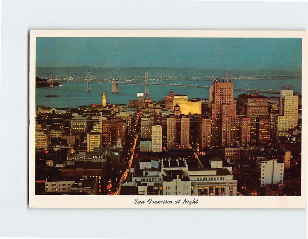 Postcard San Francisco at Night California USA