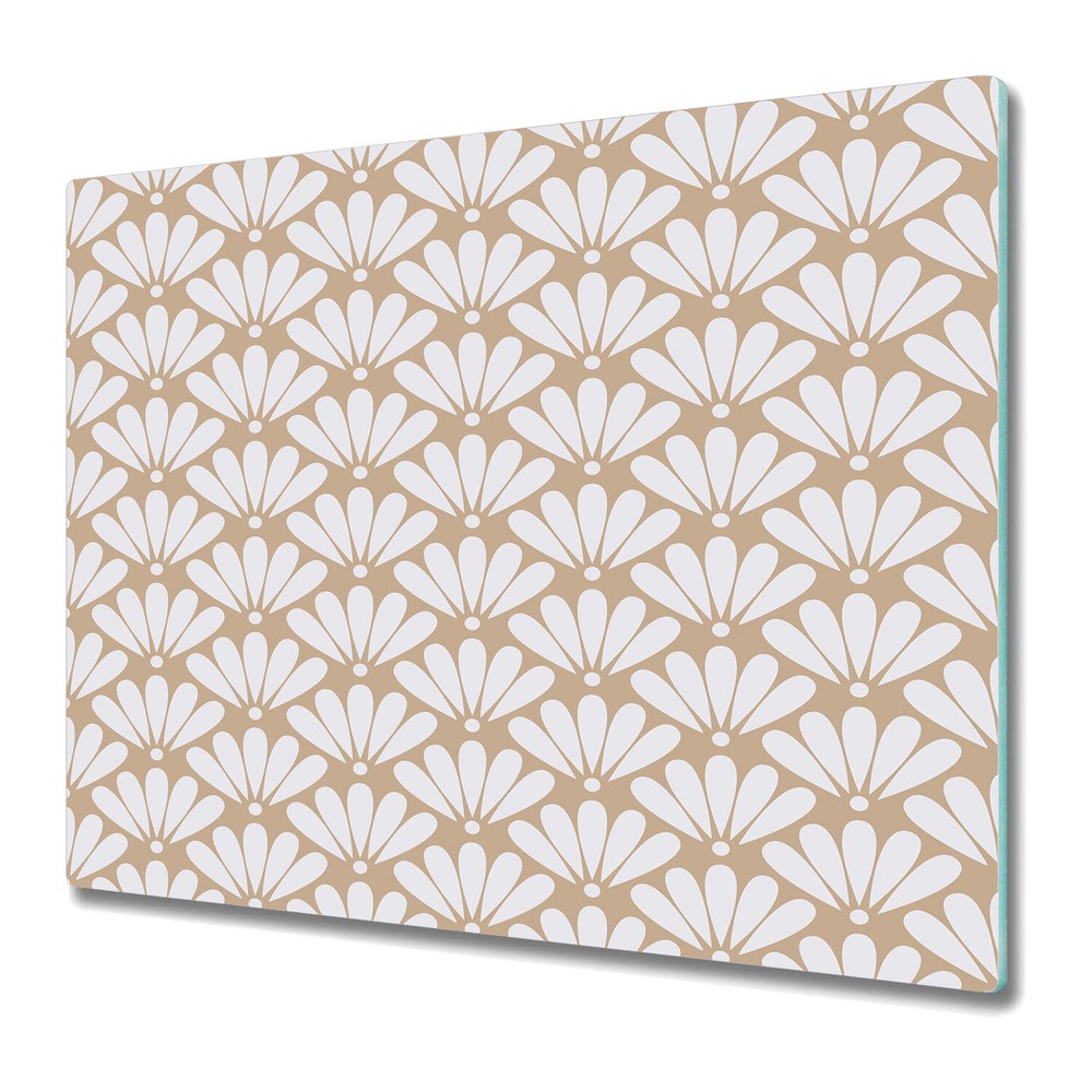 Glass Chopping Cutting Board Beige oriental floral beige and white 60x52