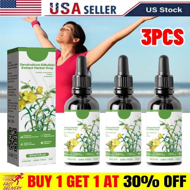 3X Dendrobium Mullein Extract Herbal Drop Powerful Lung Cleanse Respiratory NEW