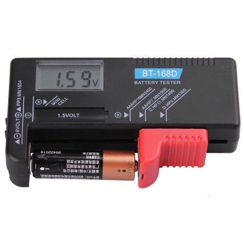 New Universal Digital LCD Battery Checker Volt Tester Cell AA AAA C D 9V Button