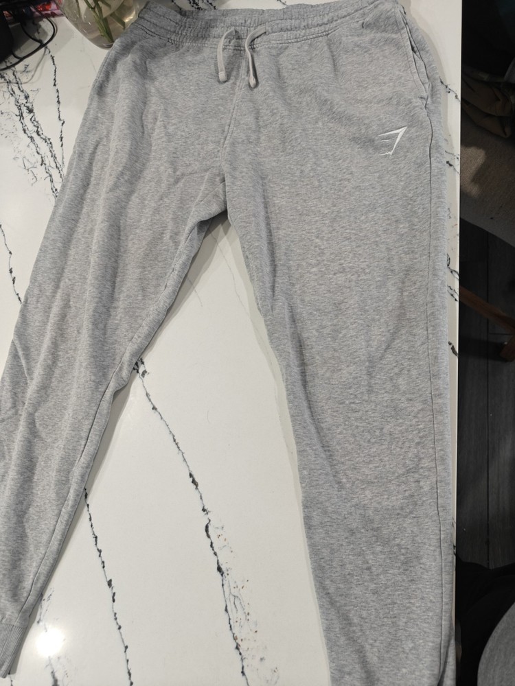 Gymshark Jogger Men L Gray Crest Slim Fit Fleece Sweatpants