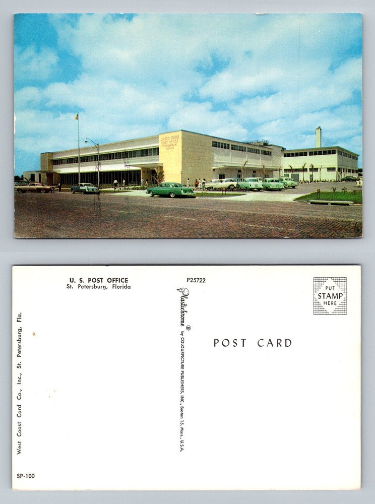 St. Petersburg, FL-Florida, U.S. Post Office Modern Building Vintage Postcard