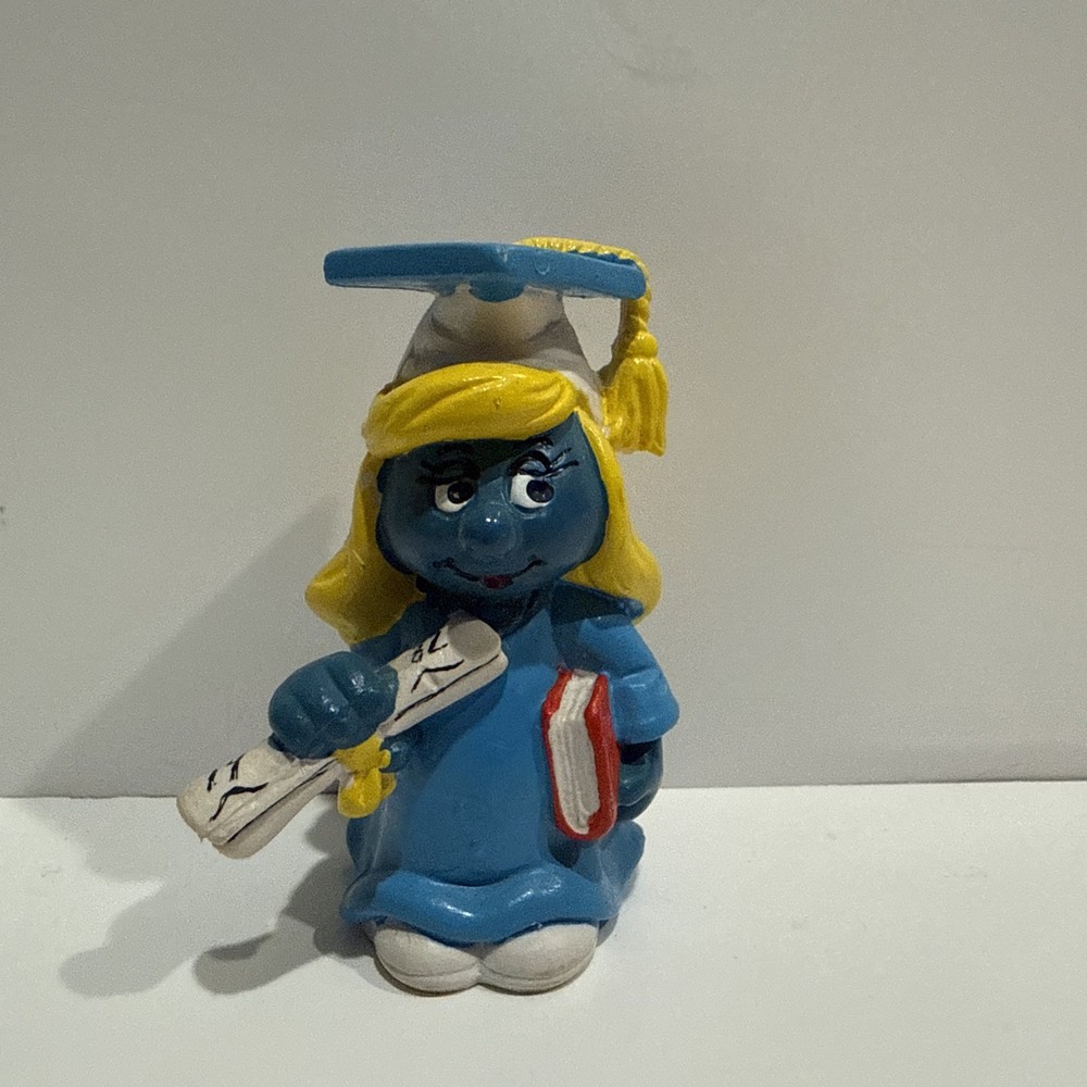 Vintage Graduation Smurfette Figurine-Schleich Peyo, 1981 Smurfs