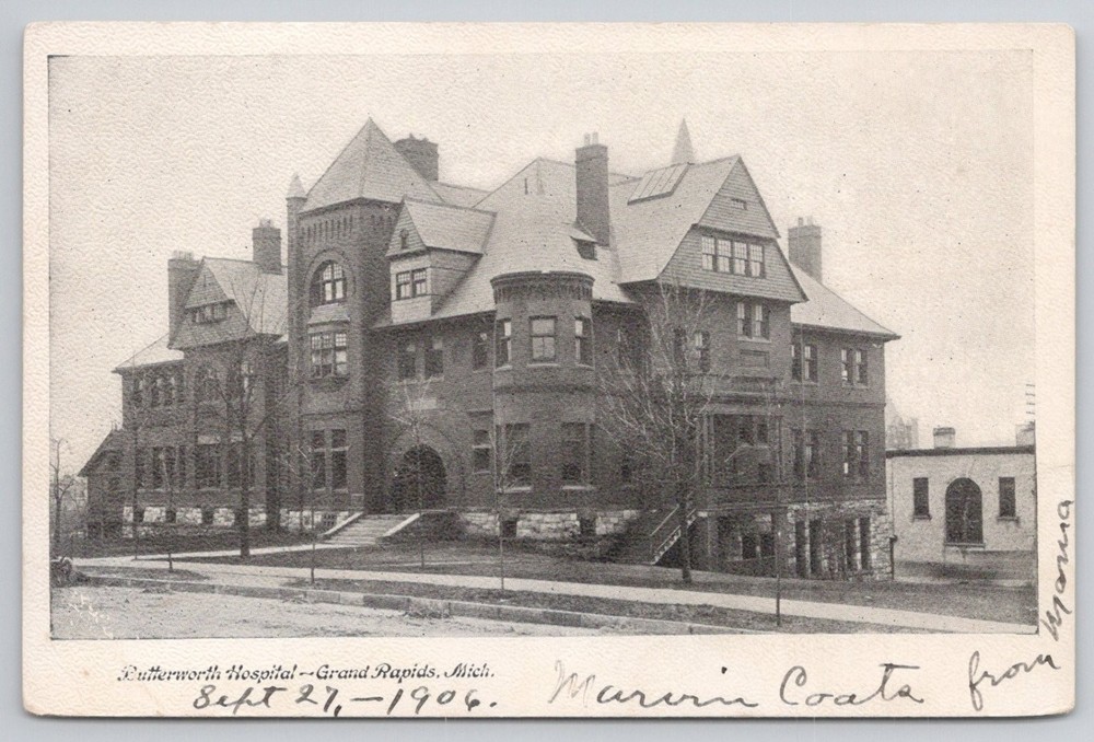 Butterworth Hospital Grand Rapids MI 1906 Photo Postcard Michigan