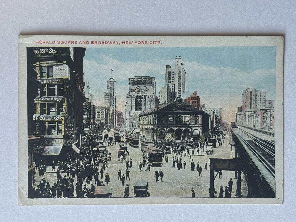 New York City-NYC-Herald Square and Broadway-Vintage Postcard 1915-30s Era