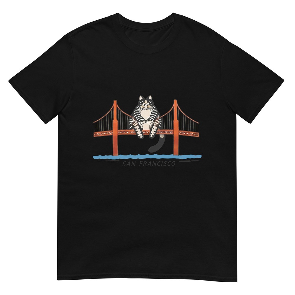 San Francisco Cat Golden Gate Bridge Book Lover T-Shirt