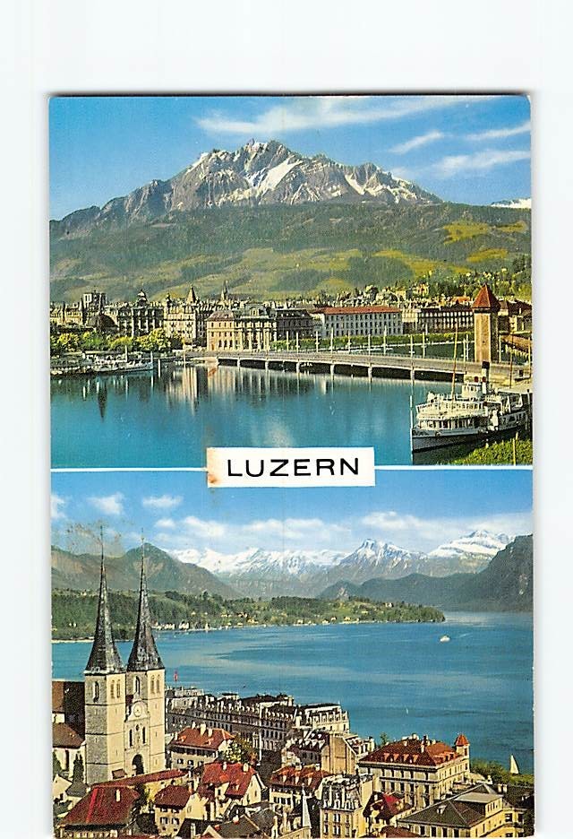 Postcard Lucerne Switzerland Mount Pilatus Alps Mountain View Swiss Souvenir