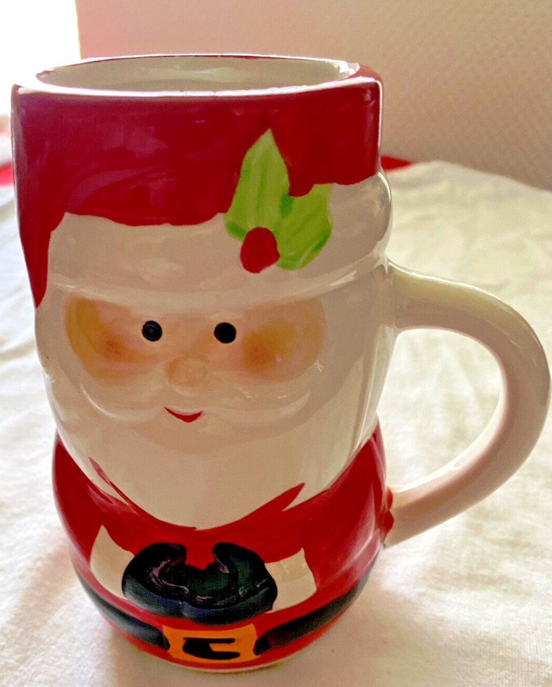 Bay Island Red White Santa Claus Mug Tall Large Christmas Holiday Coffee Cup
