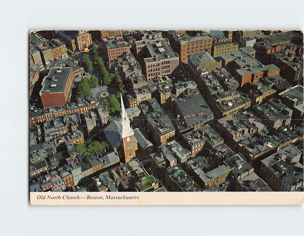 Postcard Aerial View Old North Church Boston Massachusetts USA
