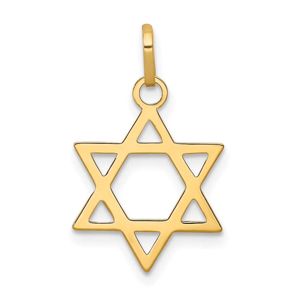 Avariah Solid 14k Yellow Gold Star of David Pendant - 21mm - Made In Italy