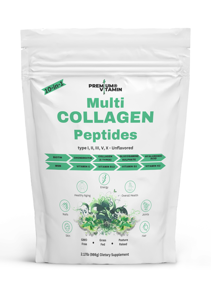10-in-1 Multi Collagen Peptides Powder 2.17lbs | Type I,II,III,IV,X Collagen +