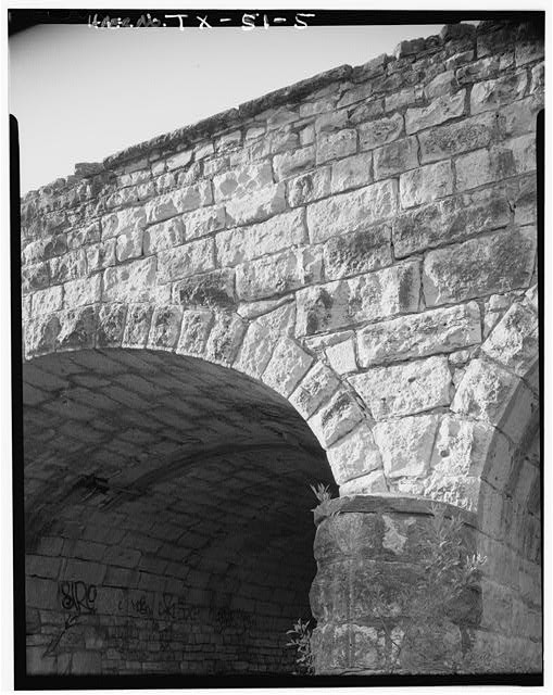 DETAIL STONE WORK, FROM SE. - West Sixth Street Bridge, Spanning Shoal Creek