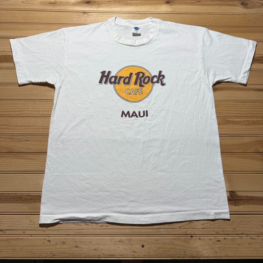 Vintage 90s Hard Rock Cafe Maui Classic Logo Single Stitch Souvenir Shirt USA XL