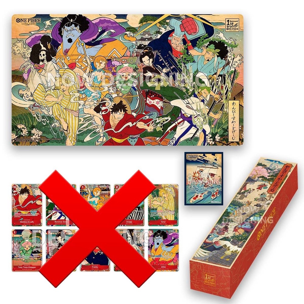 One Piece 1st Anniversary Set English No Cards, Playmat, Sleeves, Box, Cardboard