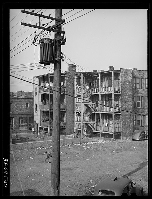 Photo:Chicago Illinois 1941 Apartment Houses Rented to Negroes Urban Scene