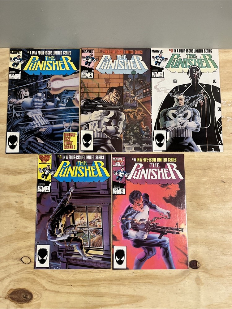 Punisher Limited Series #1-5 Complete Set Full Run Marvel (1985) Super Clean