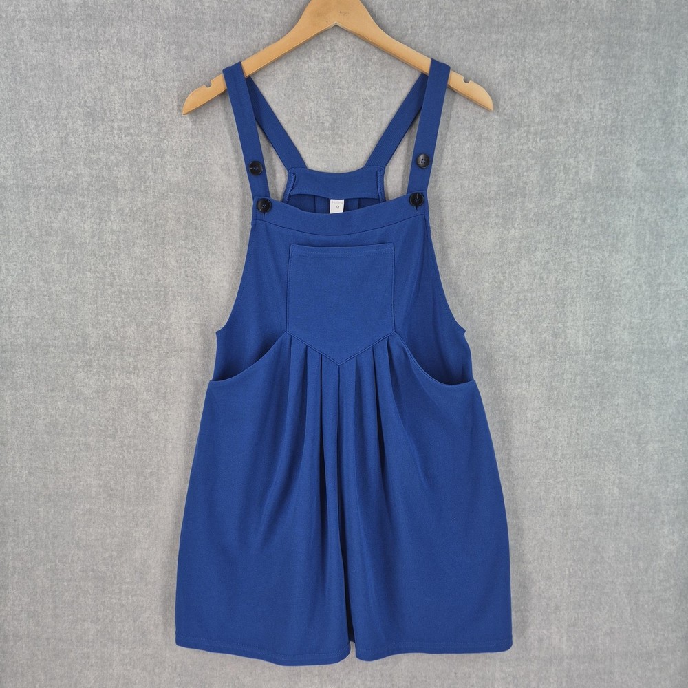 Halara Overalls Womens M Blue Waffle Knit Casual Short Pocket Romper