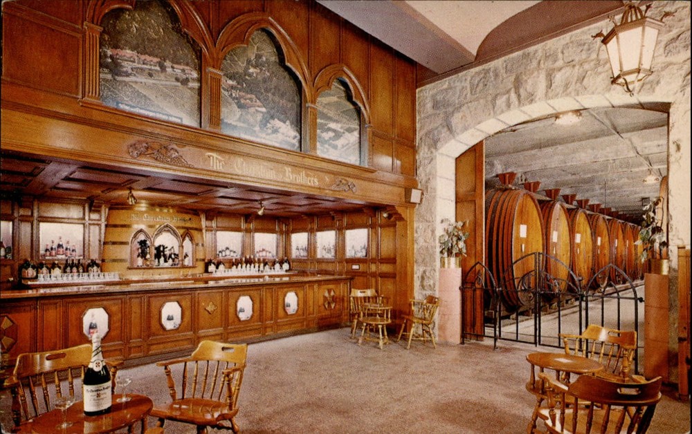 St Helena California Christian Brothers Wine Champagne Cellar  1950-60s postcard