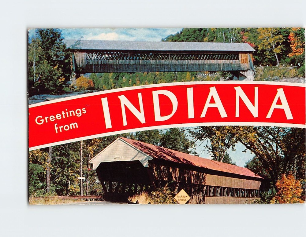 Postcard Bridge Greetings From Indiana