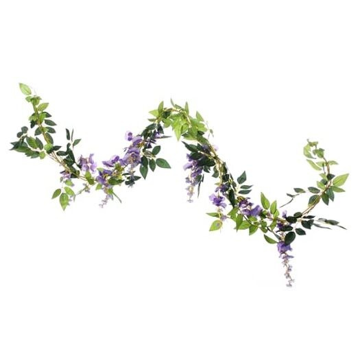 2Pcs 6.6Ft Artificial Flowers Vines Silk Wisteria Artificial Garlands Purple