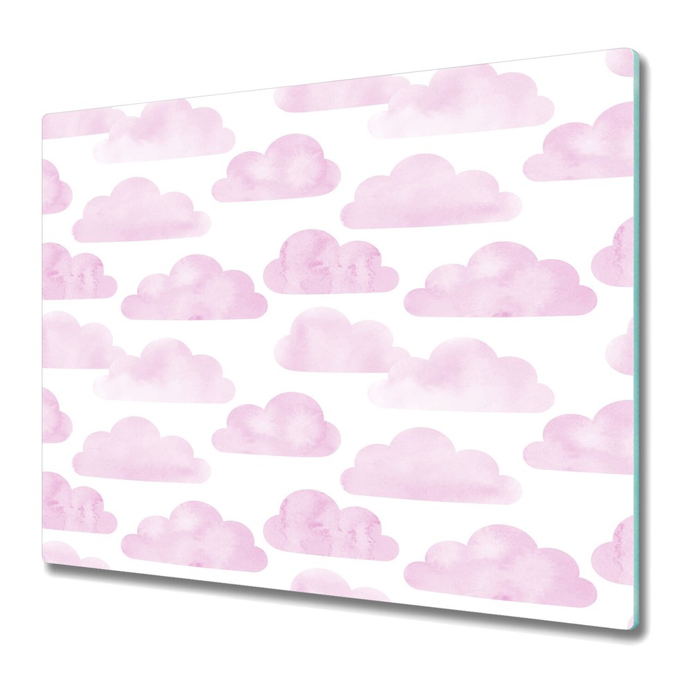 Serving Chopping Board Glass Cover Worktop Saver Pink clouds pink 60x52