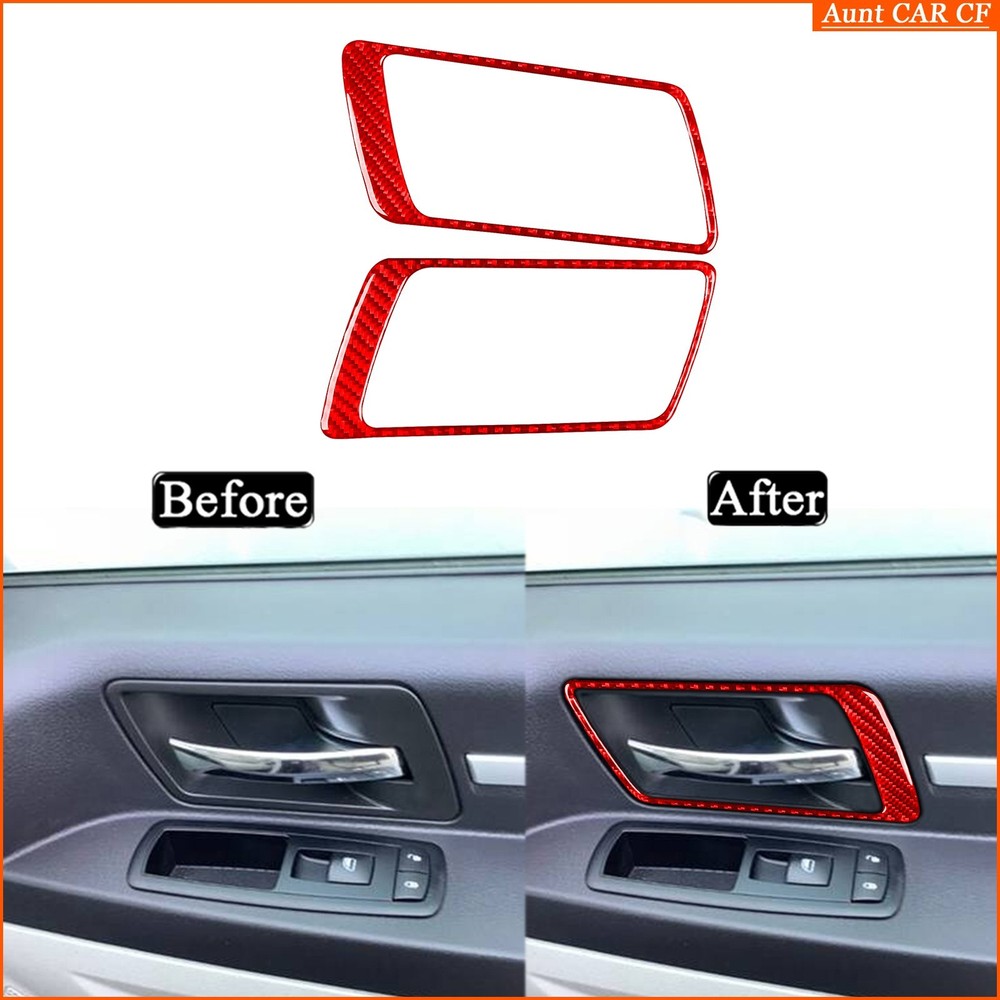 Red Carbon Fiber Interior Door Handle Trim For Dodge Grand Caravan  2008-2010