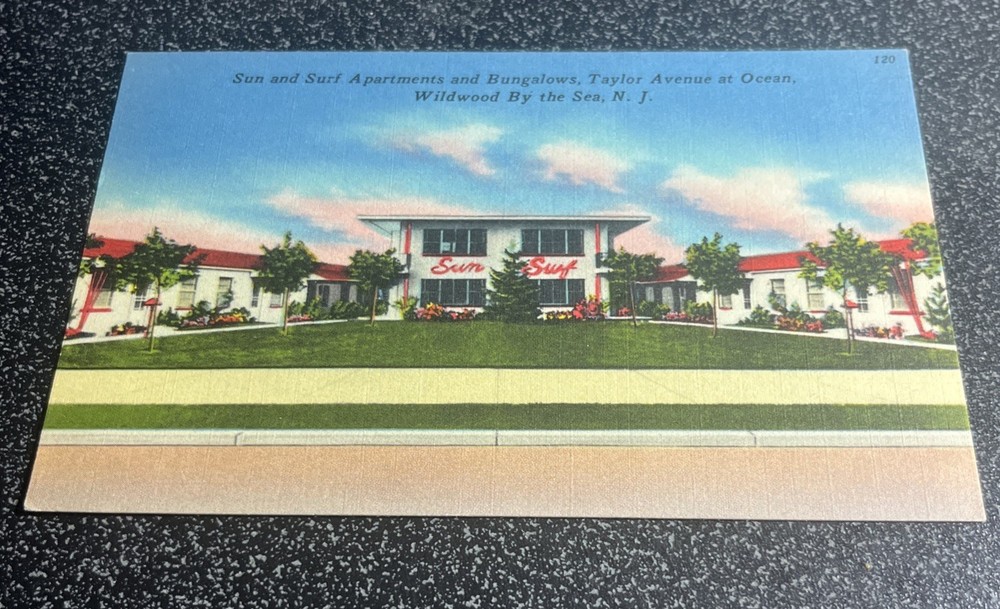Vtg Linen Postcard - Sun &B Surg Apartments & Bungalows, Wildwood By The Sea, Nj