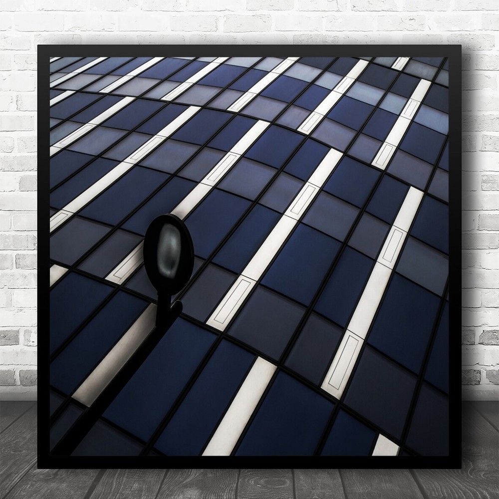 Architecture Facade Street Lamp Lines Building Glass Wall Window Square Print