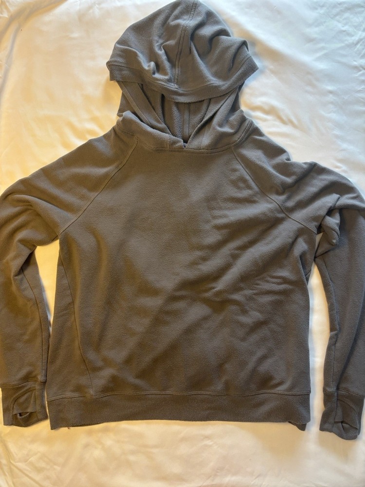 Athleta Gray Fleece Pullover Hoodie for Women Size M Long Sleeve Solid Top