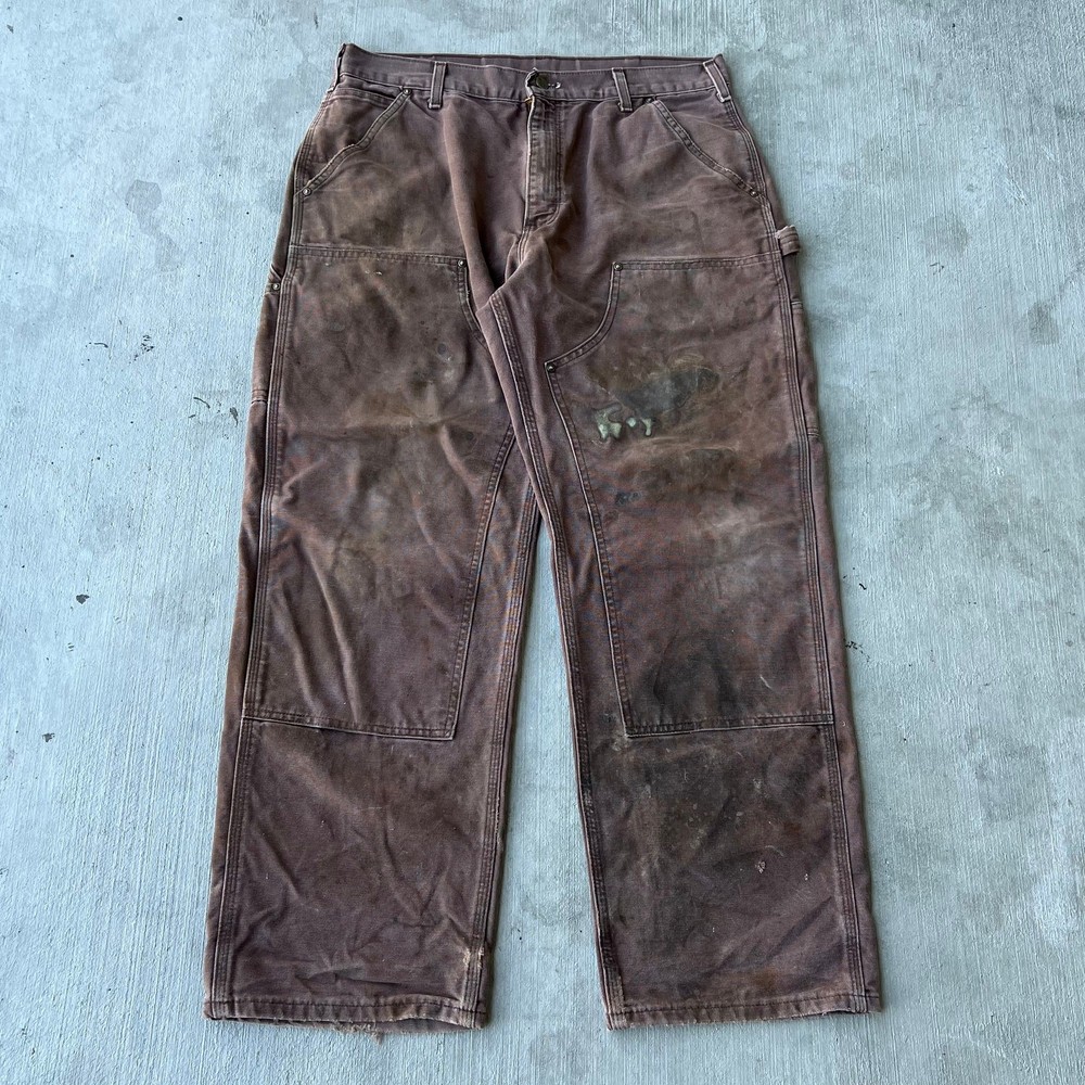 Vintage Y2K Carhartt brown stained double knee work wear carpenter pants