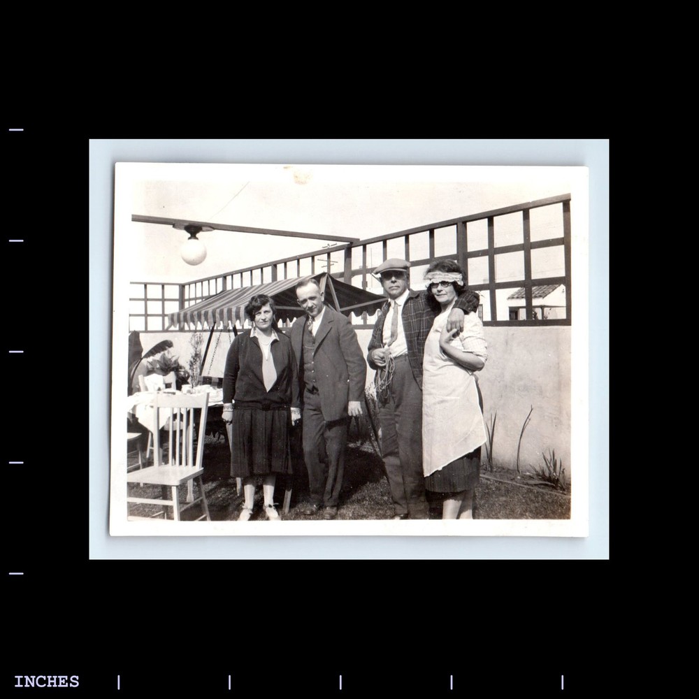 Old Vintage Photo MEN WOMEN STANDING IN YARD