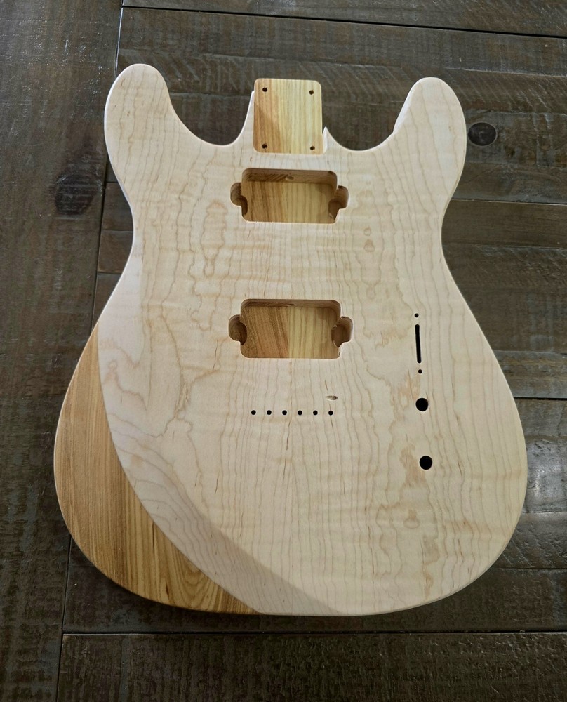 Telecaster-Style Guitar Body, Flame Maple on Ash, HH