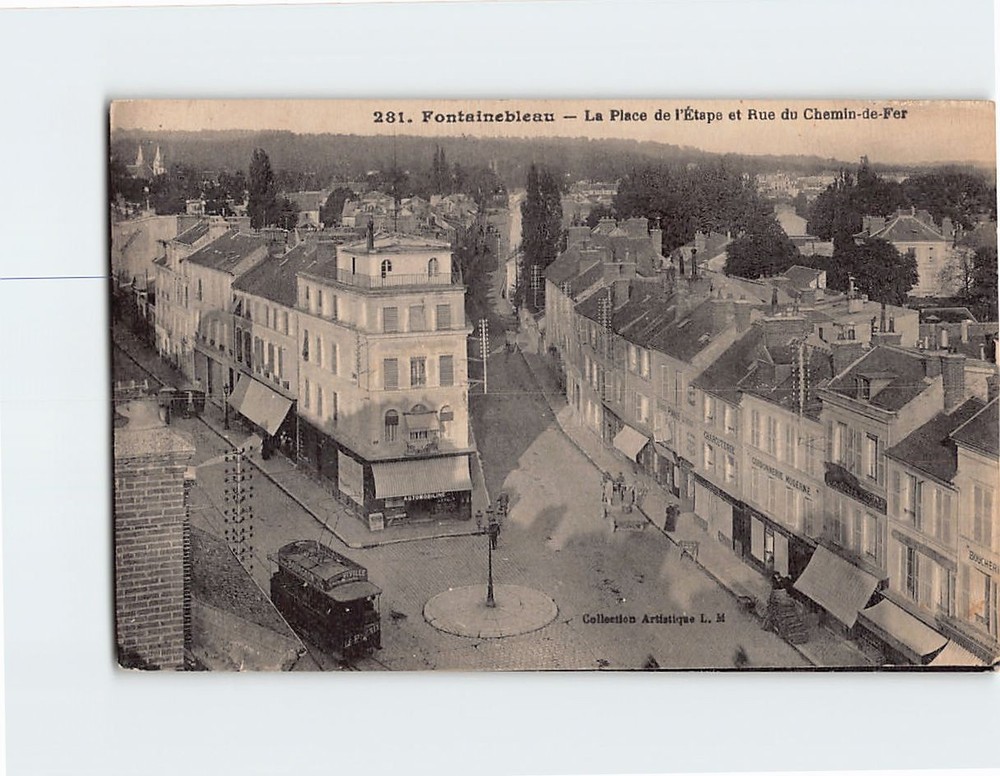 Postcard La Place de l Étape et Rue du Chemin de Fer Fontainebleau France