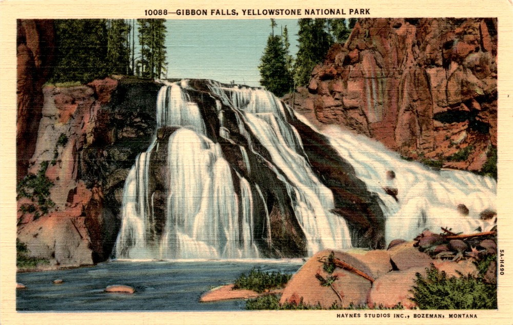 Gibbon Falls, Yellowstone National Park, Haynes Studios Inc., Bozeman, Postcard