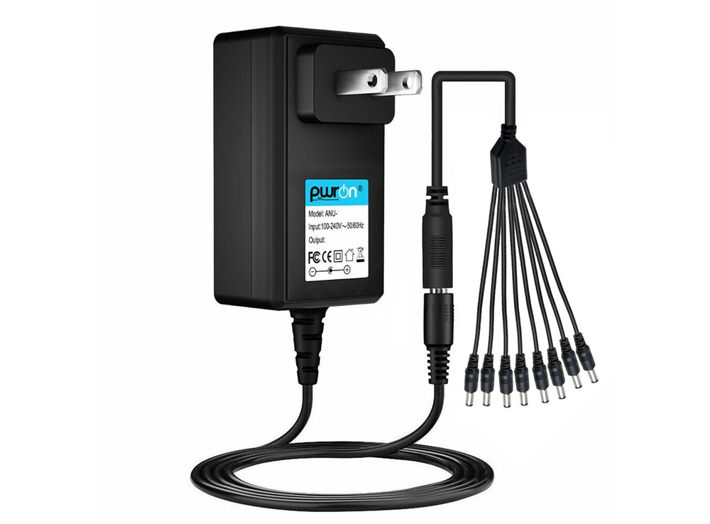 LOREX 12V 2A AC Adapter Charger with 8-Way Splitter for Security Cameras  