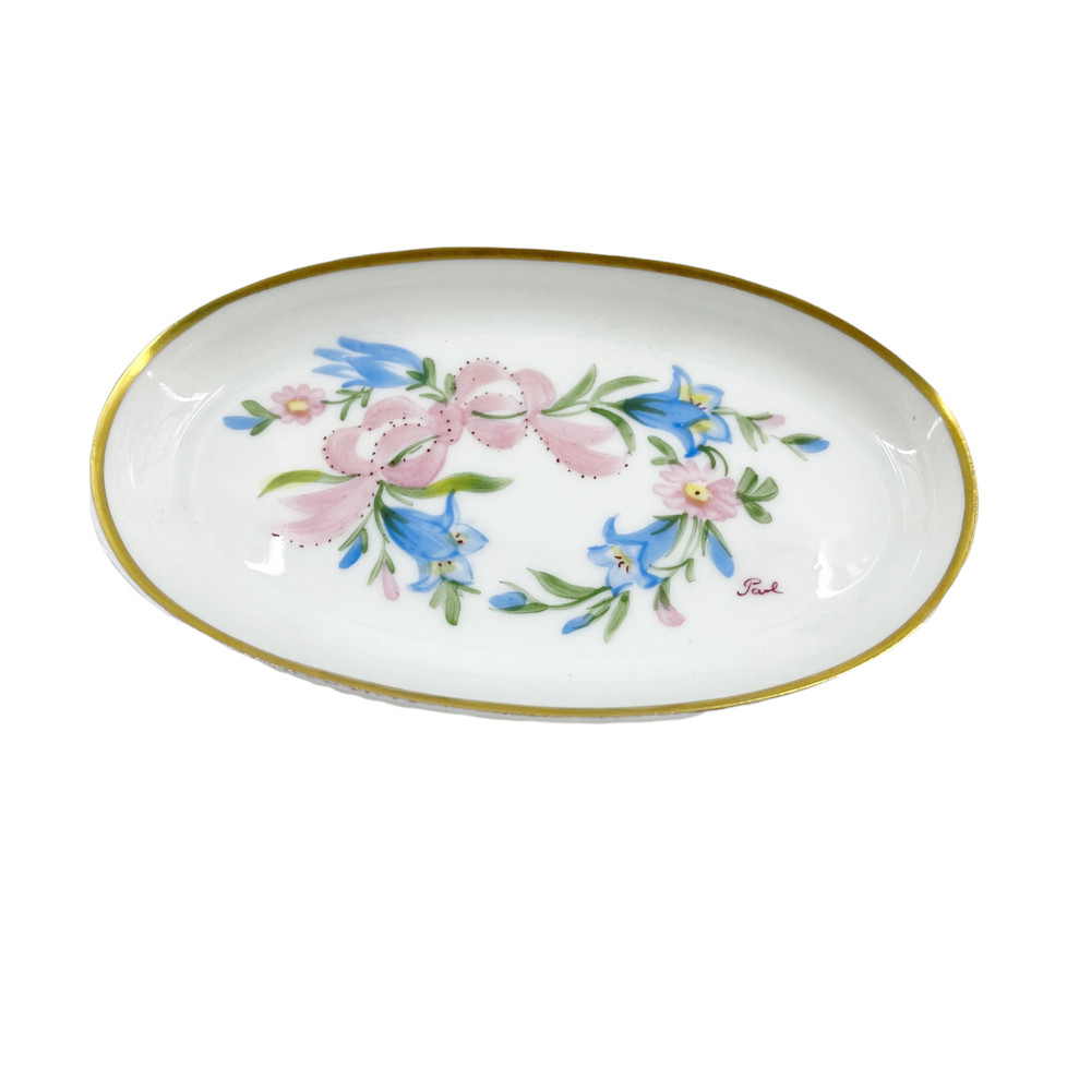 Antique Decore Main Limoges France Paris Style Trinket Dish Hand Painted Signed