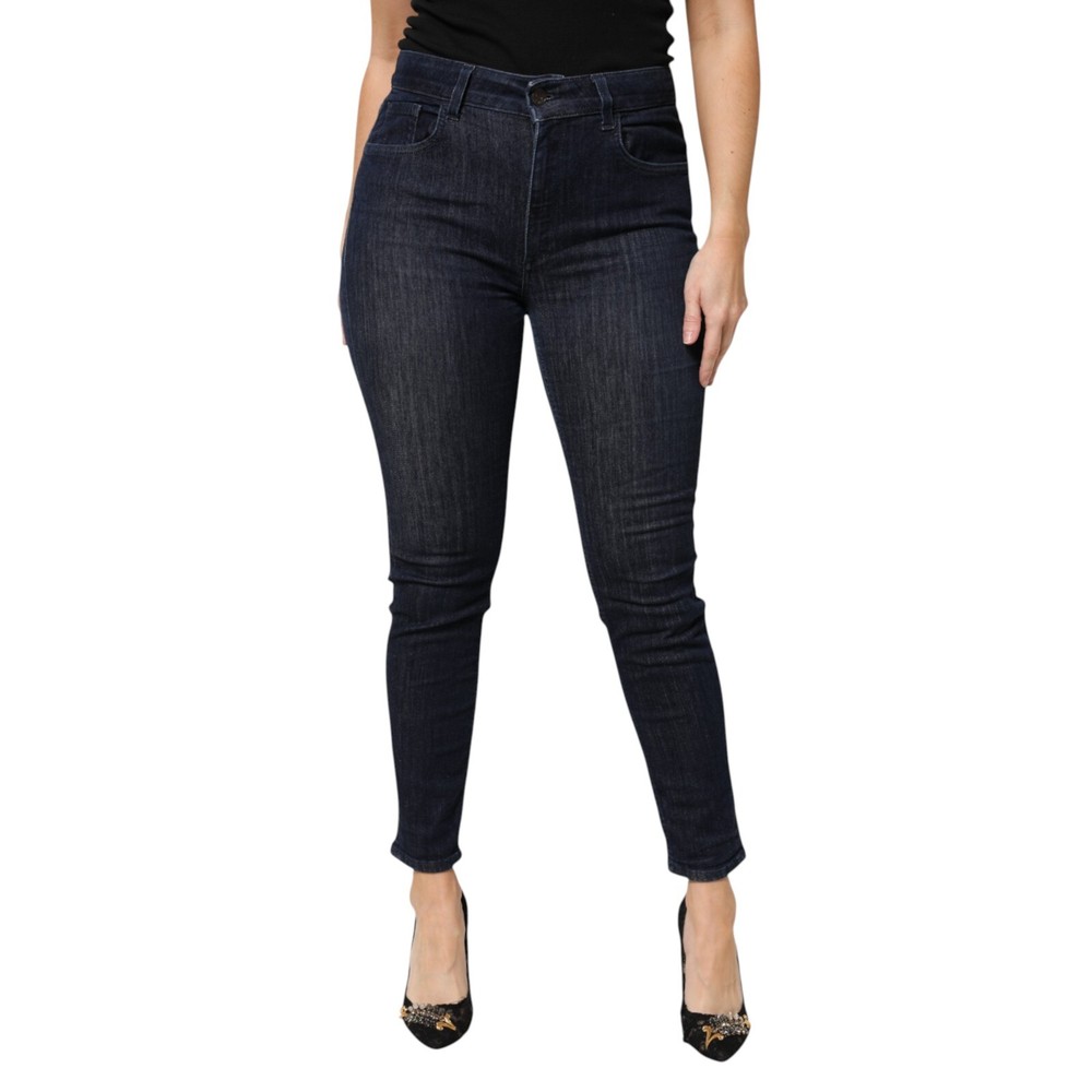 DOLCE & GABBANA Jeans Dark Blue Cotton Skinny Cropped Denim IT46/US12/XL 750usd