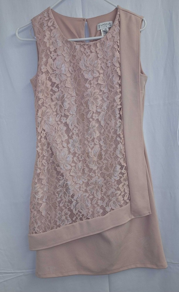 En Focus Studio Women’s Dusty Rose Pink Floral Lace Dress Size 8 Sleeveless