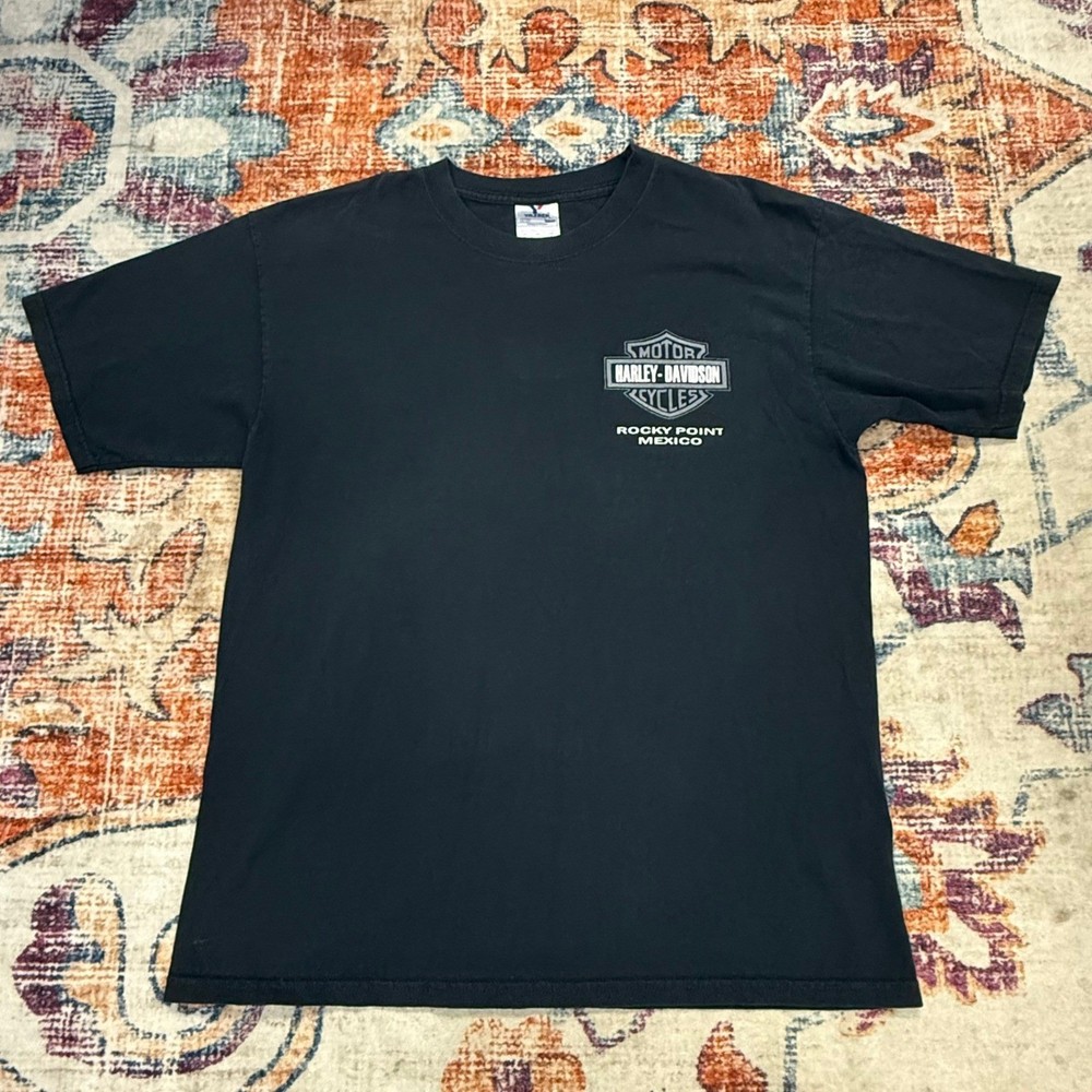 Harley Davidson Motorcycles Rocky Point Mexico Black T Shirt Mens Size Large