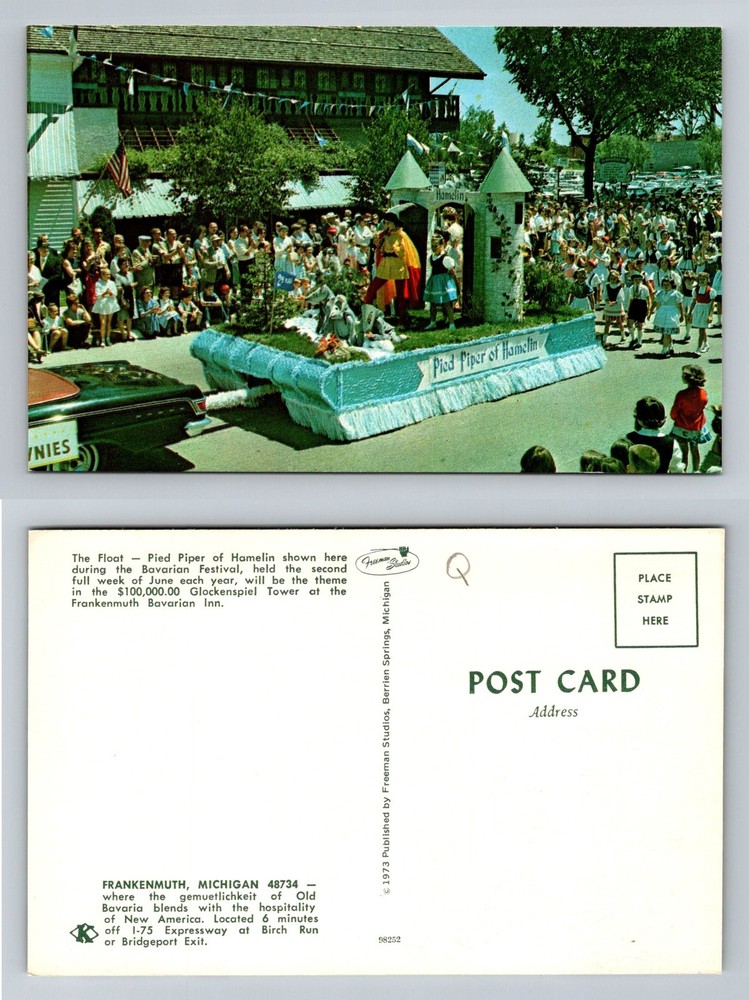 Frankenmuth, MI-Michigan, Bavarian Festival Parade Pied Piper Vintage Postcard
