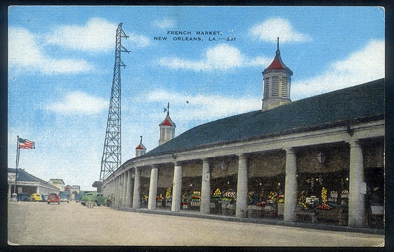 Vintage FRENCH MARKET Linen Postcard - New Orleans, LA