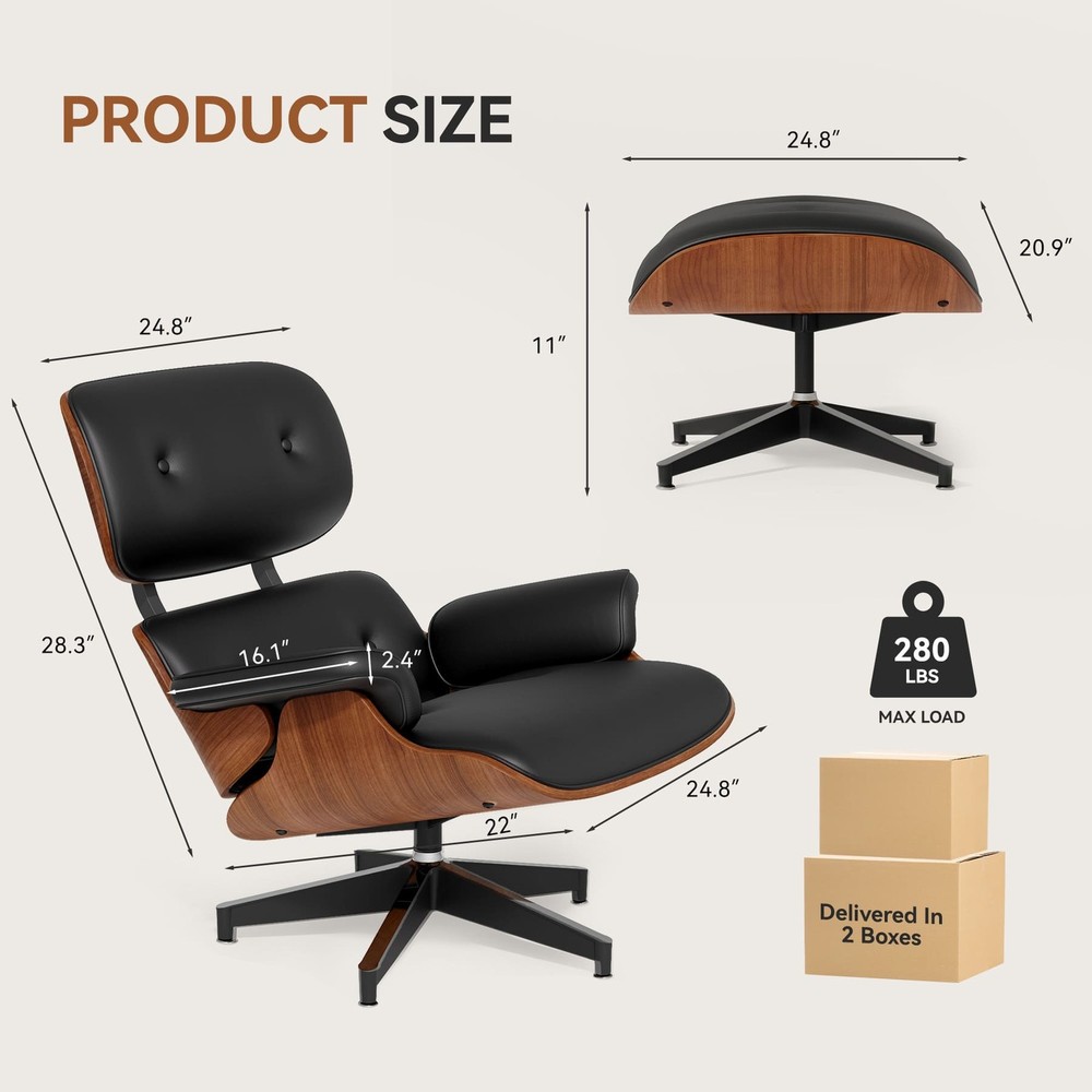 High Quality Upscale Recliner Ottoman,Mid Century Accent Lounge Chair